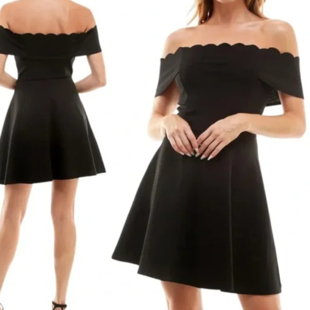 SOCIALITE Scallop Off the Shoulder Cocktail Dress
